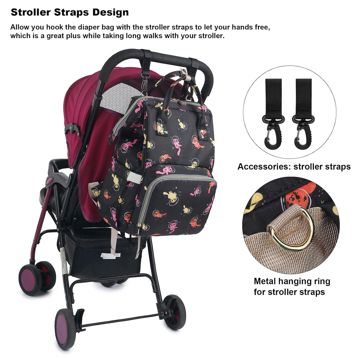 Flamingo Diaper Bag Backpack for Baby Girls, Mom Waterproof Large Nappy Bags for Women (Green)