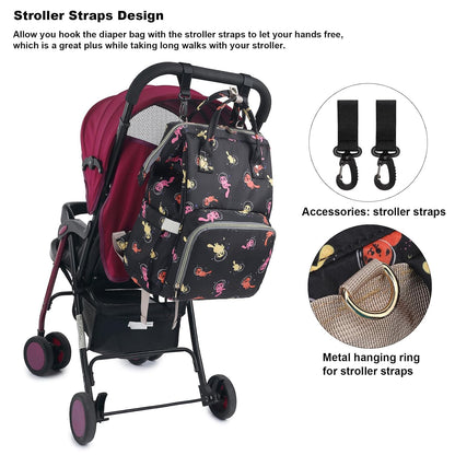 Flamingo Diaper Bag Backpack for Baby Girls, Mom Waterproof Large Nappy Bags for Women (Green)