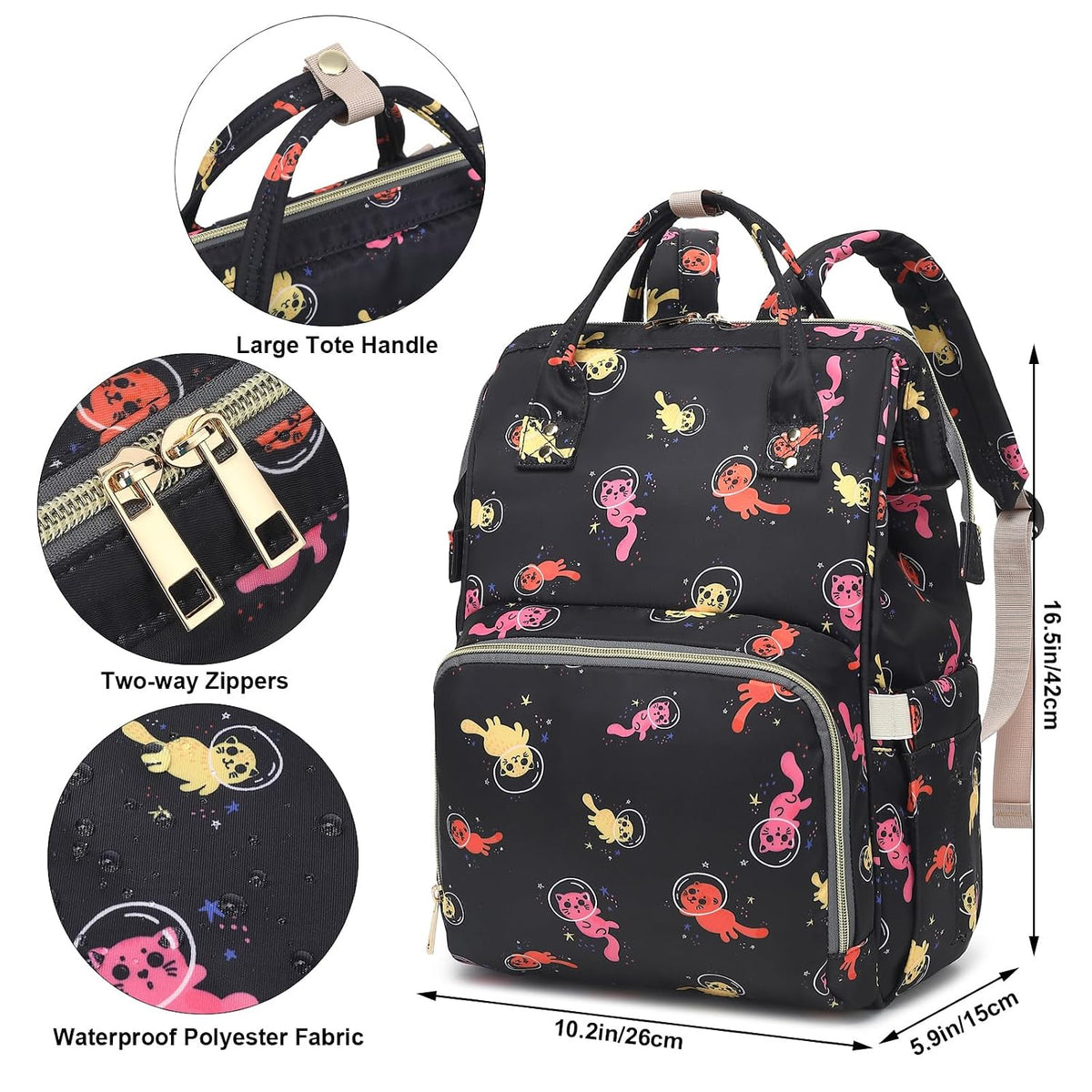 Flamingo Diaper Bag Backpack for Baby Girls, Mom Waterproof Large Nappy Bags for Women (Green)
