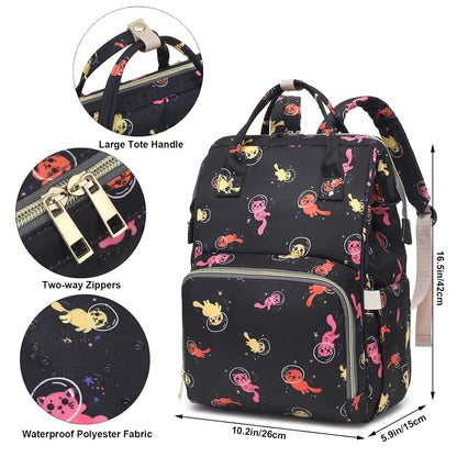 Flamingo Diaper Bag Backpack for Baby Girls, Mom Waterproof Large Nappy Bags for Women (Green)