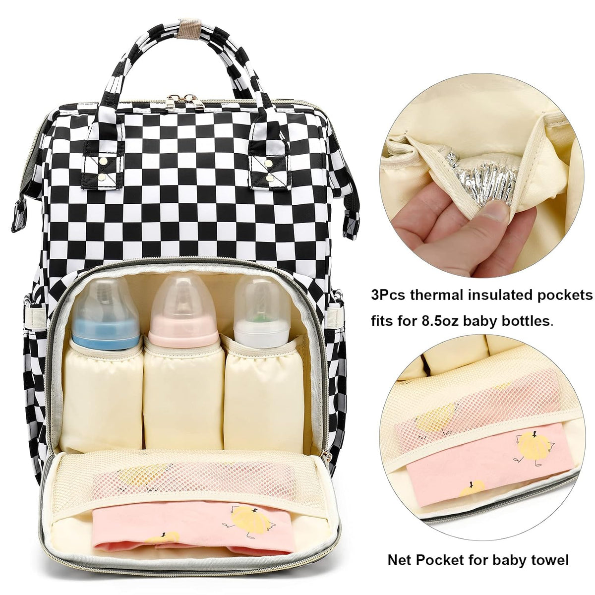 Flamingo Diaper Bag Backpack for Baby Girls, Mom Waterproof Large Nappy Bags for Women (Green)