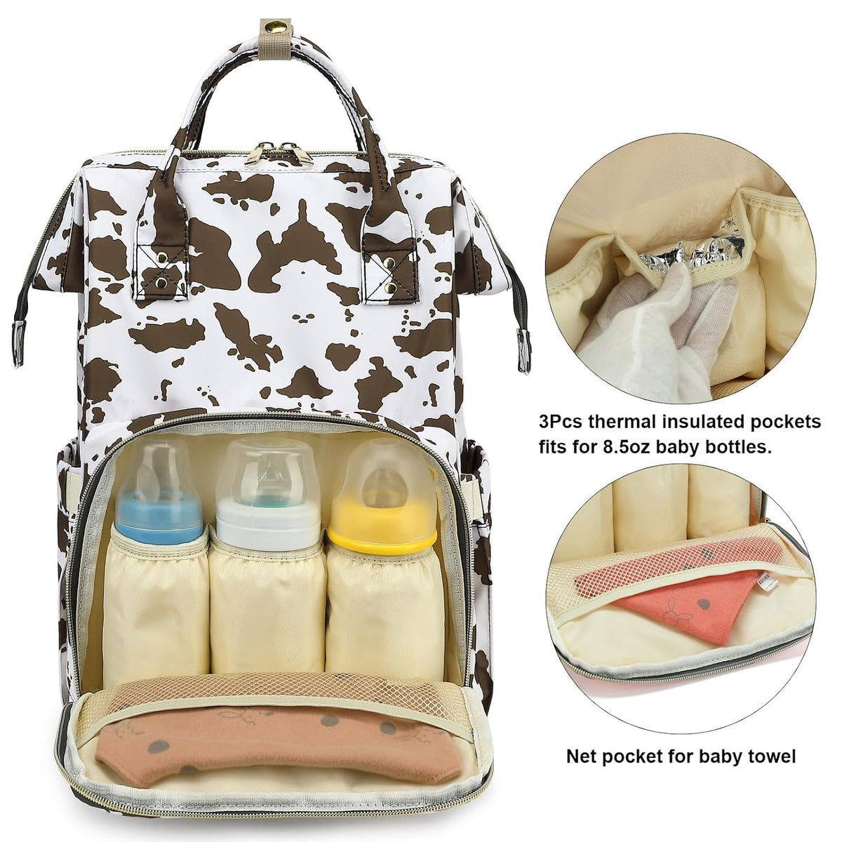 Flamingo Diaper Bag Backpack for Baby Girls, Mom Waterproof Large Nappy Bags for Women (Green)
