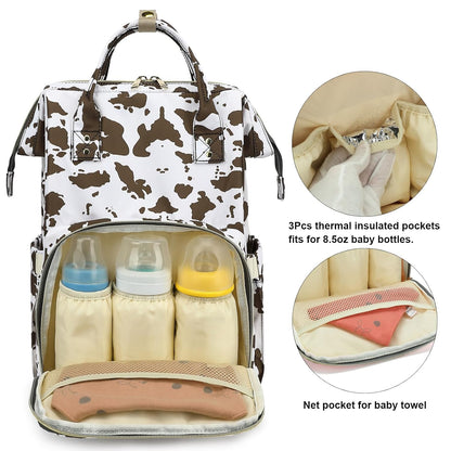 Flamingo Diaper Bag Backpack for Baby Girls, Mom Waterproof Large Nappy Bags for Women (Green)