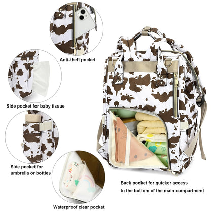 Flamingo Diaper Bag Backpack for Baby Girls, Mom Waterproof Large Nappy Bags for Women (Green)