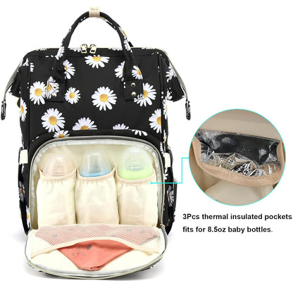 Flamingo Diaper Bag Backpack for Baby Girls, Mom Waterproof Large Nappy Bags for Women (Green)
