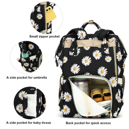 Flamingo Diaper Bag Backpack for Baby Girls, Mom Waterproof Large Nappy Bags for Women (Green)
