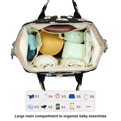 Flamingo Diaper Bag Backpack for Baby Girls, Mom Waterproof Large Nappy Bags for Women (Green)