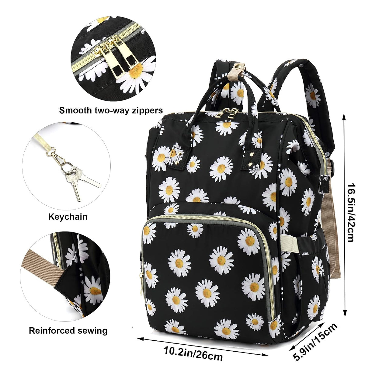 Flamingo Diaper Bag Backpack for Baby Girls, Mom Waterproof Large Nappy Bags for Women (Green)