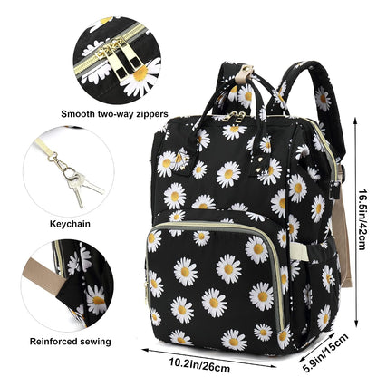 Flamingo Diaper Bag Backpack for Baby Girls, Mom Waterproof Large Nappy Bags for Women (Green)