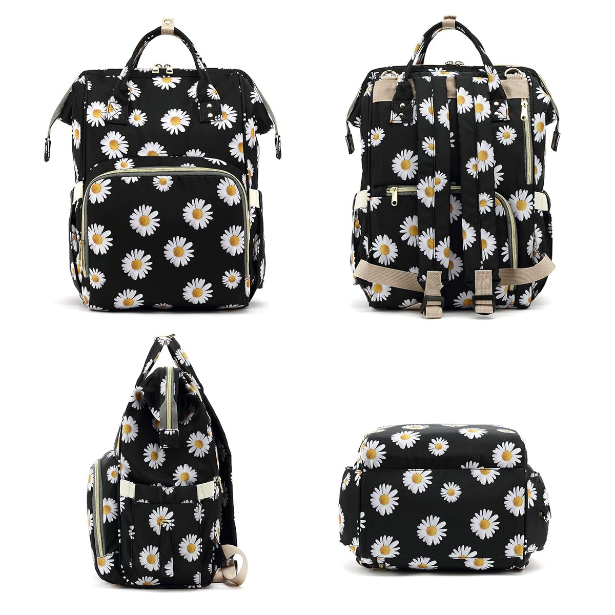 Flamingo Diaper Bag Backpack for Baby Girls, Mom Waterproof Large Nappy Bags for Women (Green)