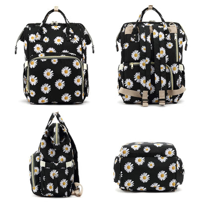 Flamingo Diaper Bag Backpack for Baby Girls, Mom Waterproof Large Nappy Bags for Women (Green)