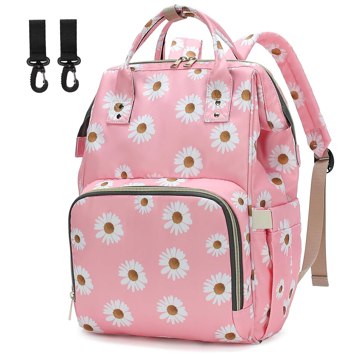 Flamingo Diaper Bag Backpack for Baby Girls, Mom Waterproof Large Nappy Bags for Women (Green)