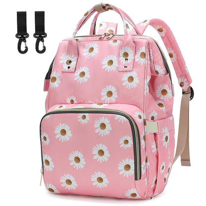 Flamingo Diaper Bag Backpack for Baby Girls, Mom Waterproof Large Nappy Bags for Women (Green)