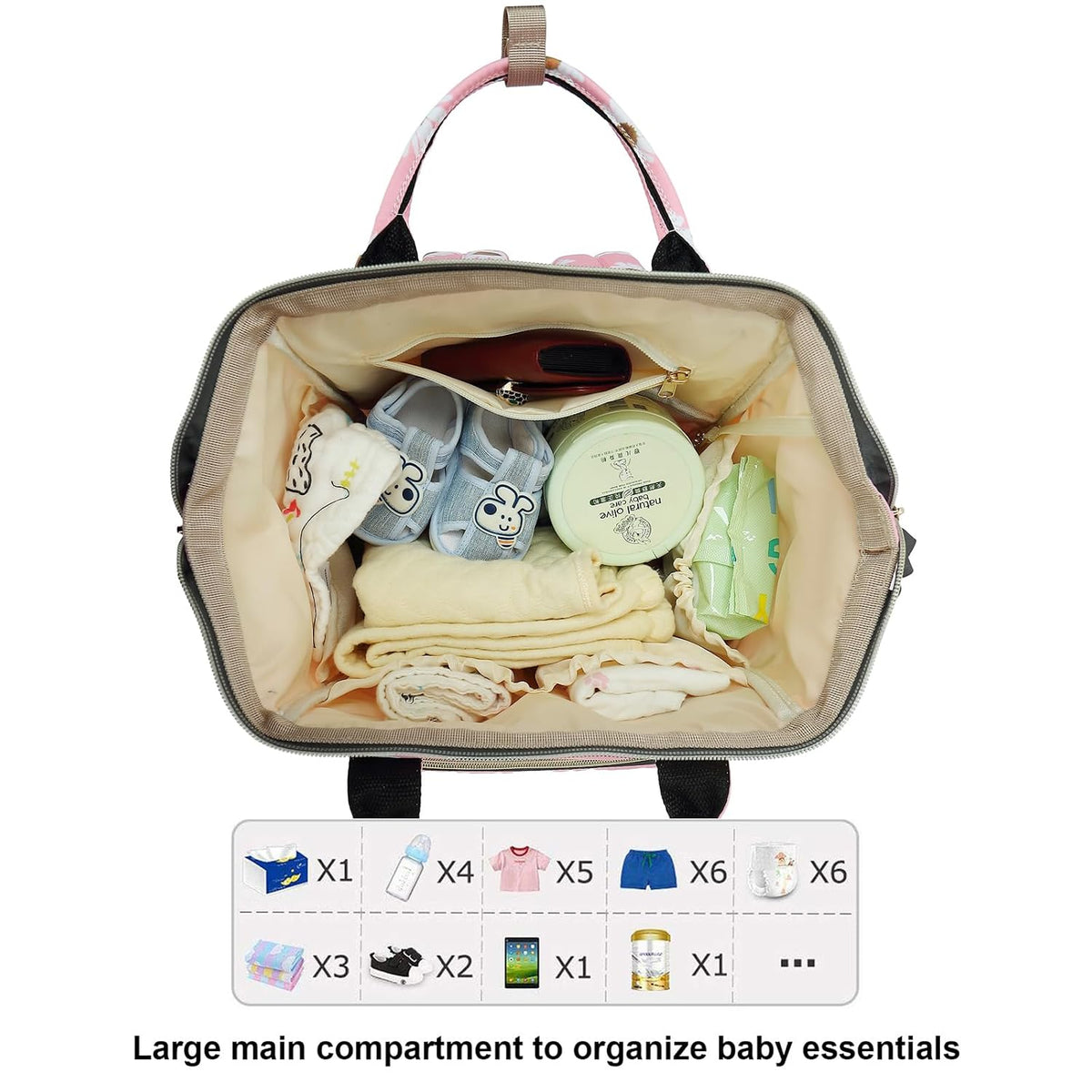 Flamingo Diaper Bag Backpack for Baby Girls, Mom Waterproof Large Nappy Bags for Women (Green)