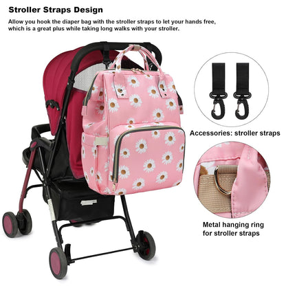 Flamingo Diaper Bag Backpack for Baby Girls, Mom Waterproof Large Nappy Bags for Women (Green)