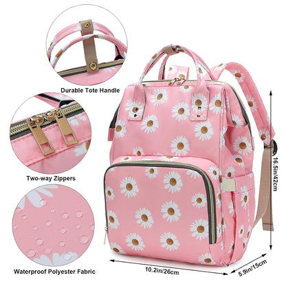 Flamingo Diaper Bag Backpack for Baby Girls, Mom Waterproof Large Nappy Bags for Women (Green)