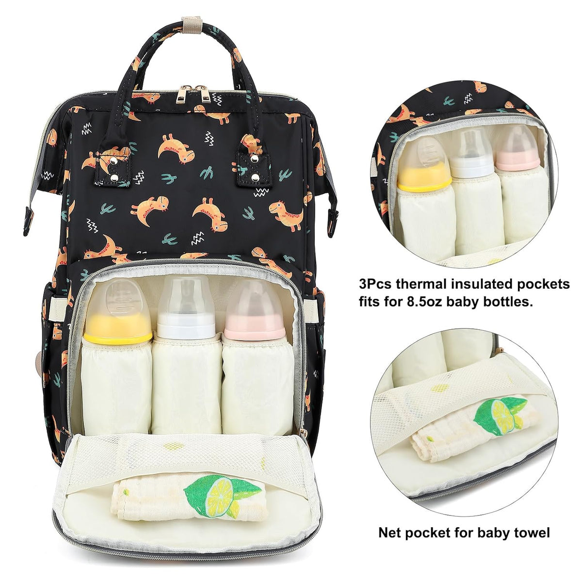 Flamingo Diaper Bag Backpack for Baby Girls, Mom Waterproof Large Nappy Bags for Women (Green)