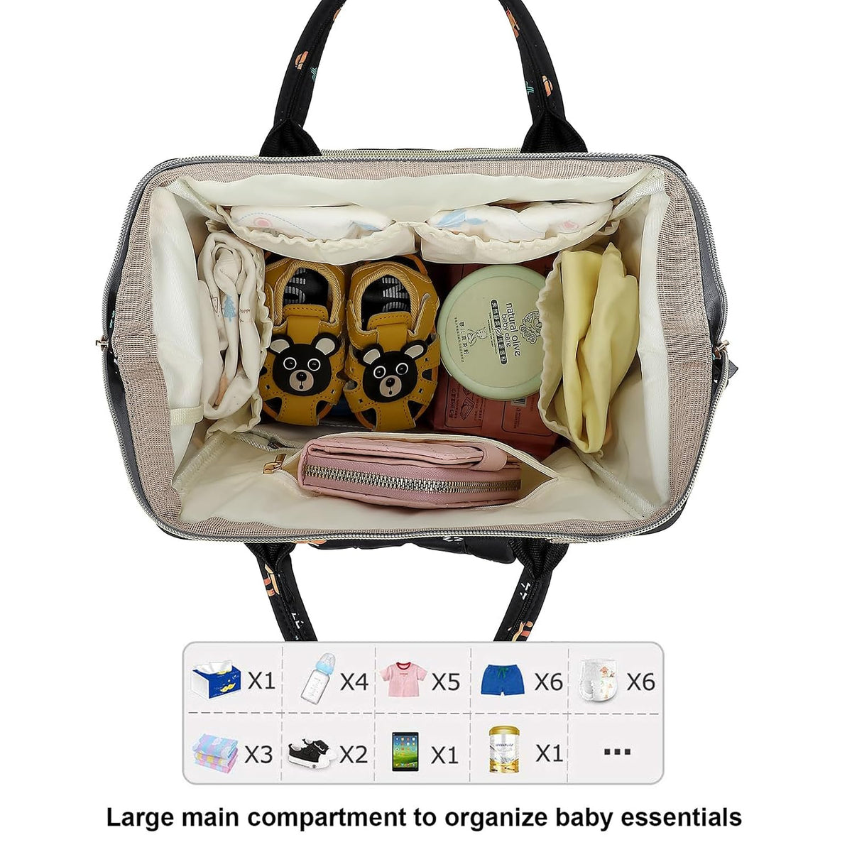 Flamingo Diaper Bag Backpack for Baby Girls, Mom Waterproof Large Nappy Bags for Women (Green)
