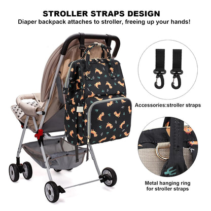 Flamingo Diaper Bag Backpack for Baby Girls, Mom Waterproof Large Nappy Bags for Women (Green)
