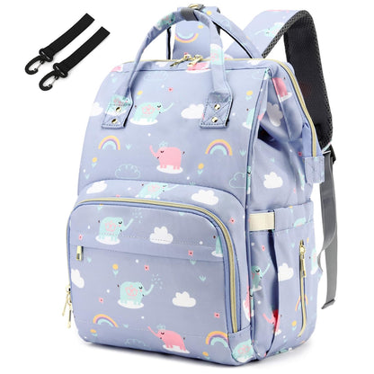 Flamingo Diaper Bag Backpack for Baby Girls, Mom Waterproof Large Nappy Bags for Women (Green)