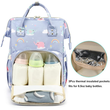 Flamingo Diaper Bag Backpack for Baby Girls, Mom Waterproof Large Nappy Bags for Women (Green)