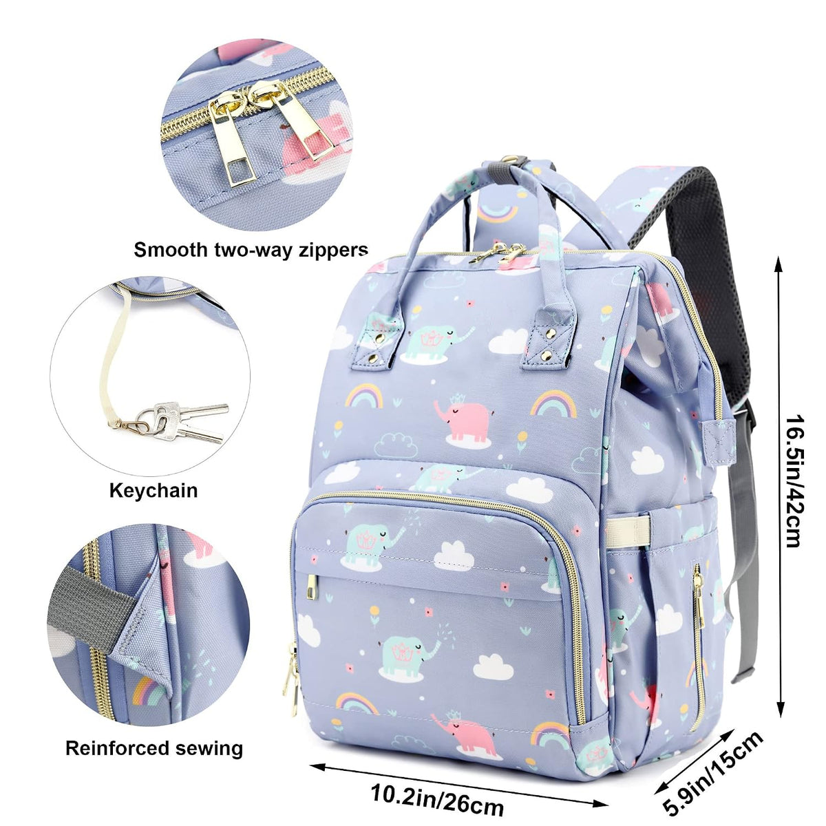 Flamingo Diaper Bag Backpack for Baby Girls, Mom Waterproof Large Nappy Bags for Women (Green)