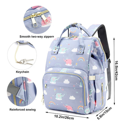Flamingo Diaper Bag Backpack for Baby Girls, Mom Waterproof Large Nappy Bags for Women (Green)