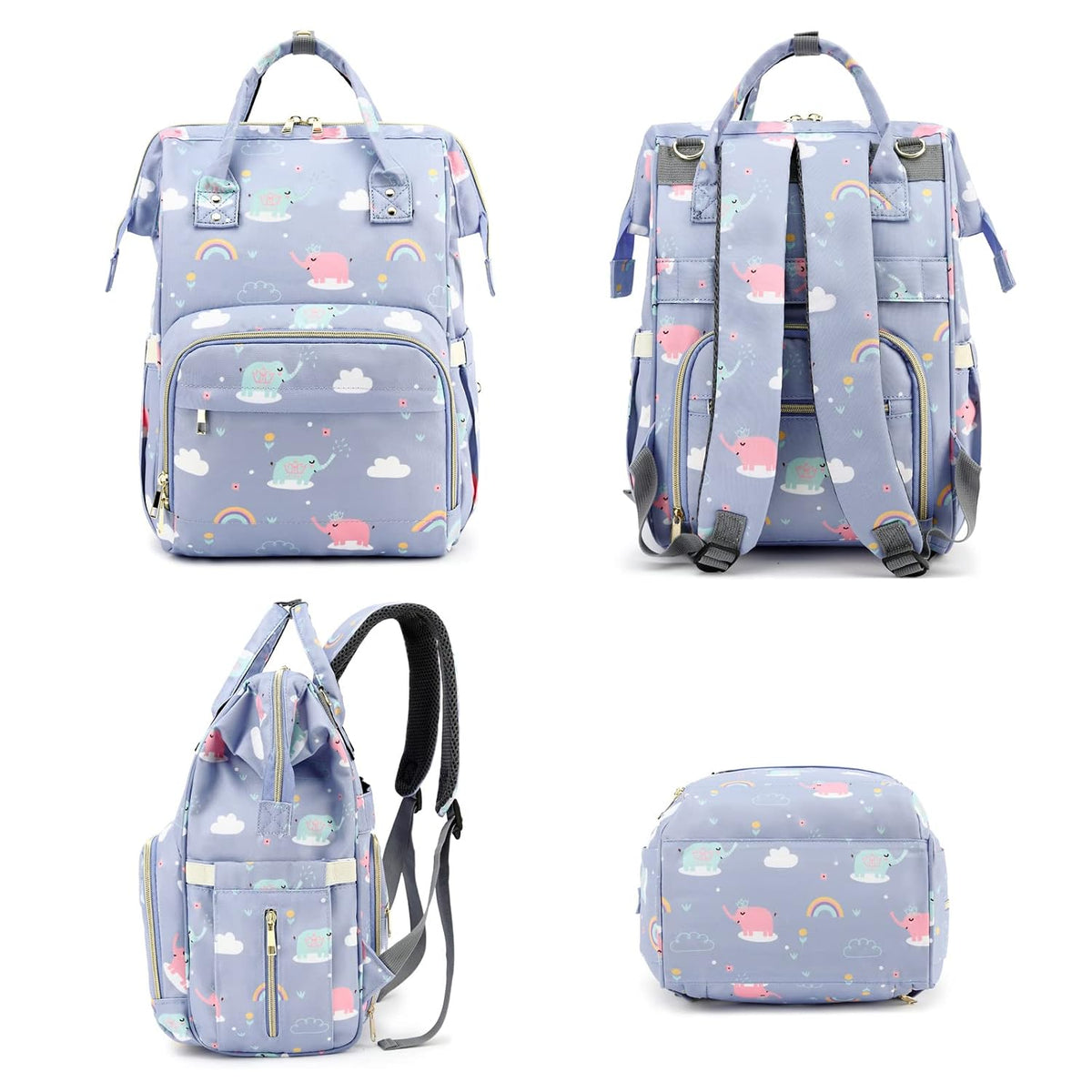Flamingo Diaper Bag Backpack for Baby Girls, Mom Waterproof Large Nappy Bags for Women (Green)