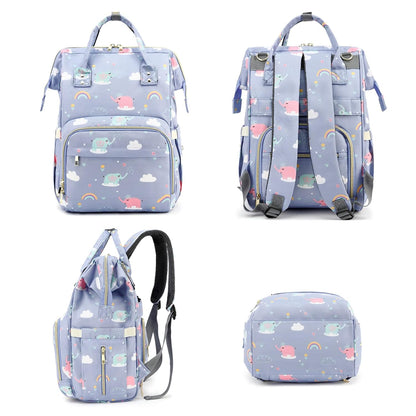 Flamingo Diaper Bag Backpack for Baby Girls, Mom Waterproof Large Nappy Bags for Women (Green)