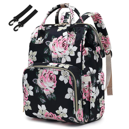 Flamingo Diaper Bag Backpack for Baby Girls, Mom Waterproof Large Nappy Bags for Women (Green)