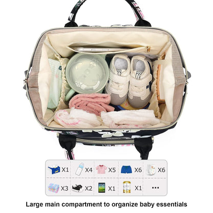 Flamingo Diaper Bag Backpack for Baby Girls, Mom Waterproof Large Nappy Bags for Women (Green)
