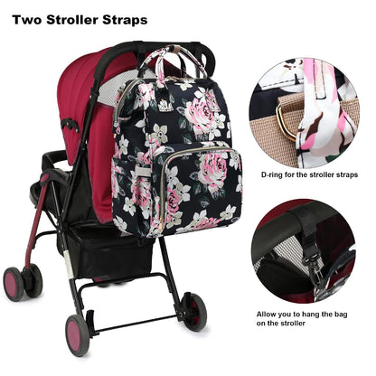 Flamingo Diaper Bag Backpack for Baby Girls, Mom Waterproof Large Nappy Bags for Women (Green)