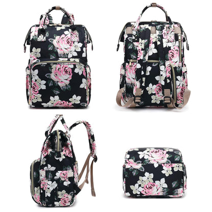 Flamingo Diaper Bag Backpack for Baby Girls, Mom Waterproof Large Nappy Bags for Women (Green)