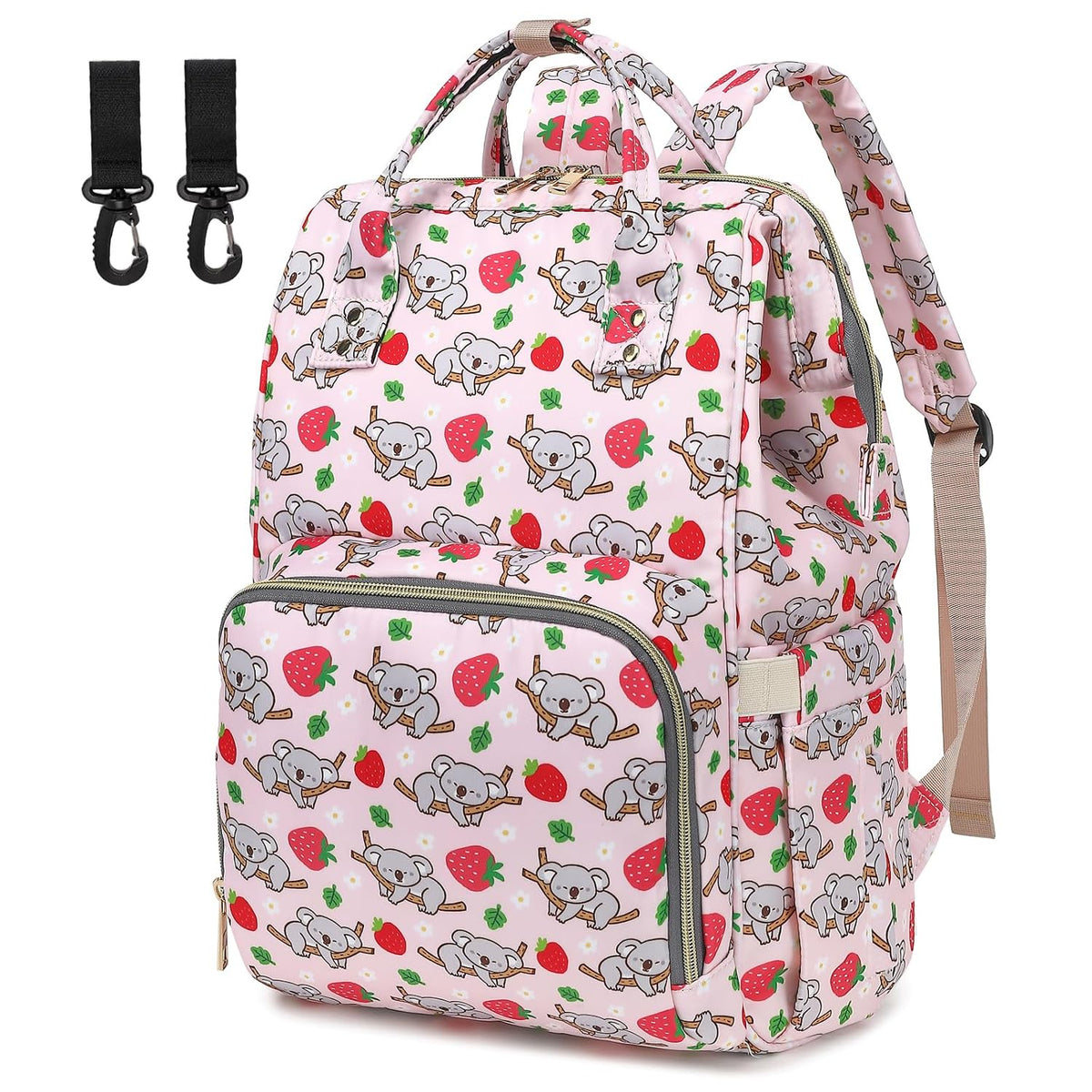 Flamingo Diaper Bag Backpack for Baby Girls, Mom Waterproof Large Nappy Bags for Women (Green)
