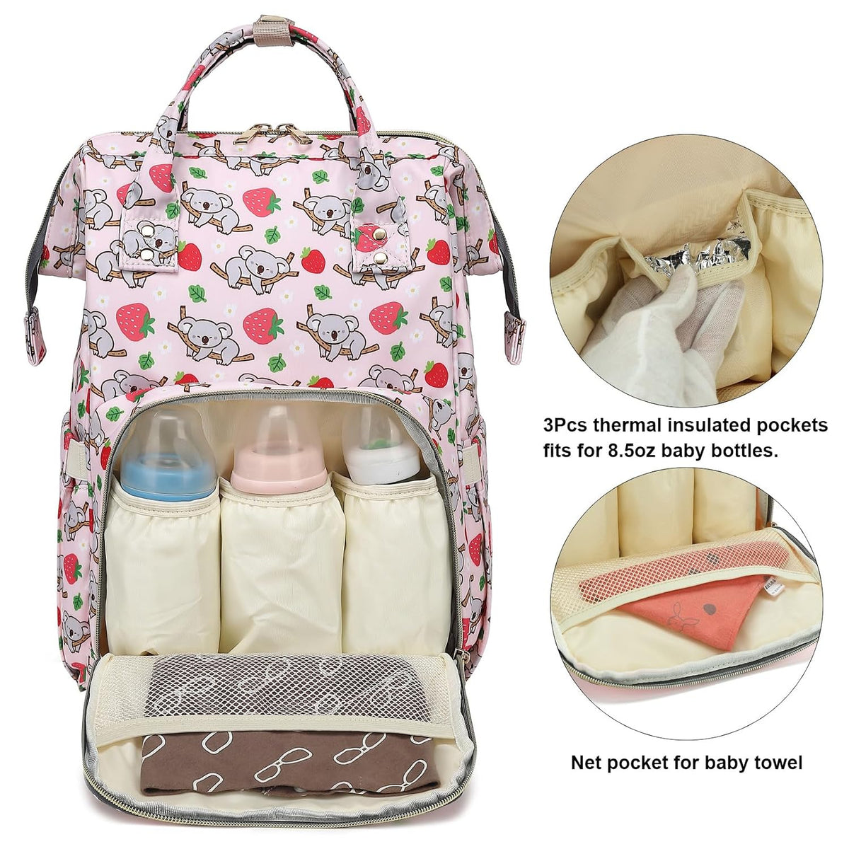 Flamingo Diaper Bag Backpack for Baby Girls, Mom Waterproof Large Nappy Bags for Women (Green)