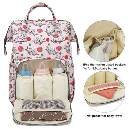 Flamingo Diaper Bag Backpack for Baby Girls, Mom Waterproof Large Nappy Bags for Women (Green)