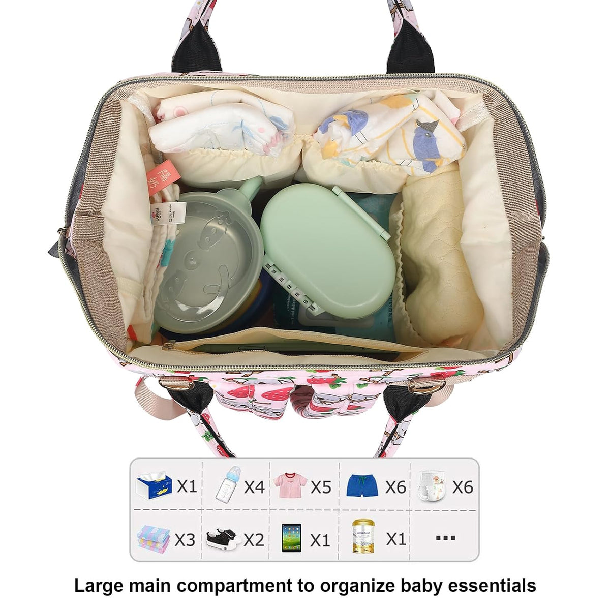 Flamingo Diaper Bag Backpack for Baby Girls, Mom Waterproof Large Nappy Bags for Women (Green)