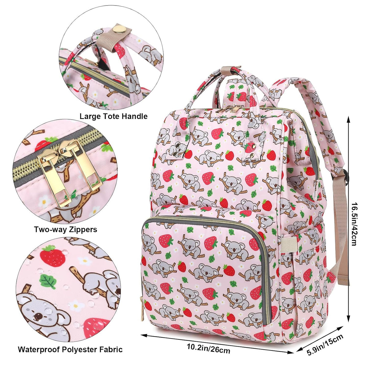Flamingo Diaper Bag Backpack for Baby Girls, Mom Waterproof Large Nappy Bags for Women (Green)