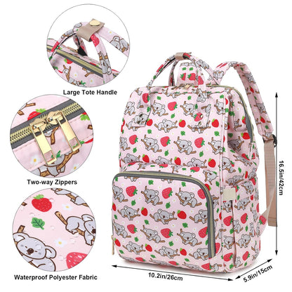 Flamingo Diaper Bag Backpack for Baby Girls, Mom Waterproof Large Nappy Bags for Women (Green)