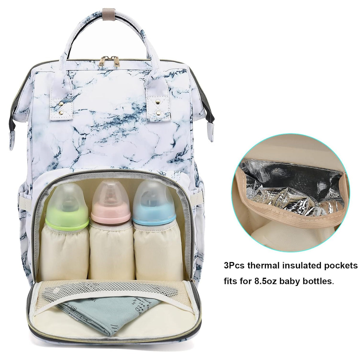 Flamingo Diaper Bag Backpack for Baby Girls, Mom Waterproof Large Nappy Bags for Women (Green)