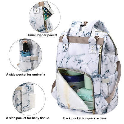 Flamingo Diaper Bag Backpack for Baby Girls, Mom Waterproof Large Nappy Bags for Women (Green)