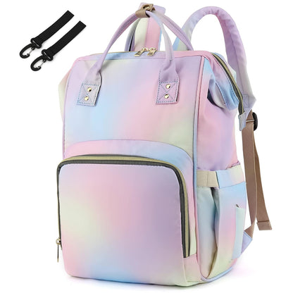 Flamingo Diaper Bag Backpack for Baby Girls, Mom Waterproof Large Nappy Bags for Women (Green)