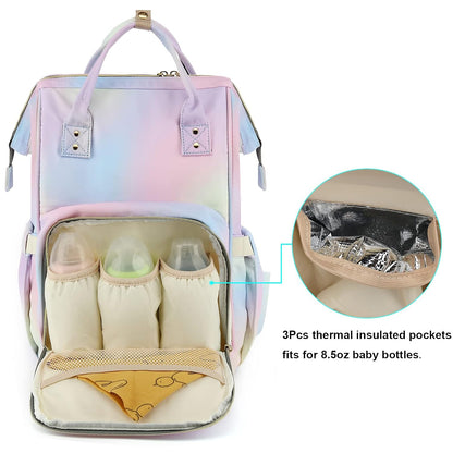 Flamingo Diaper Bag Backpack for Baby Girls, Mom Waterproof Large Nappy Bags for Women (Green)