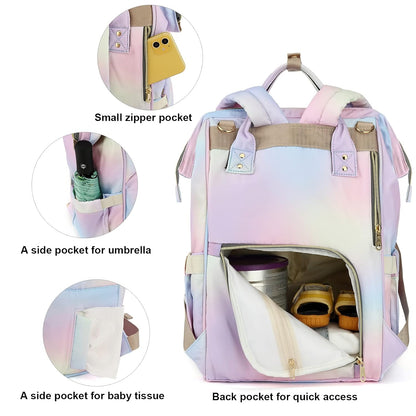 Flamingo Diaper Bag Backpack for Baby Girls, Mom Waterproof Large Nappy Bags for Women (Green)