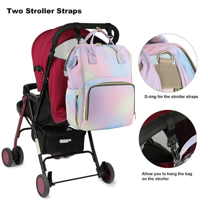 Flamingo Diaper Bag Backpack for Baby Girls, Mom Waterproof Large Nappy Bags for Women (Green)