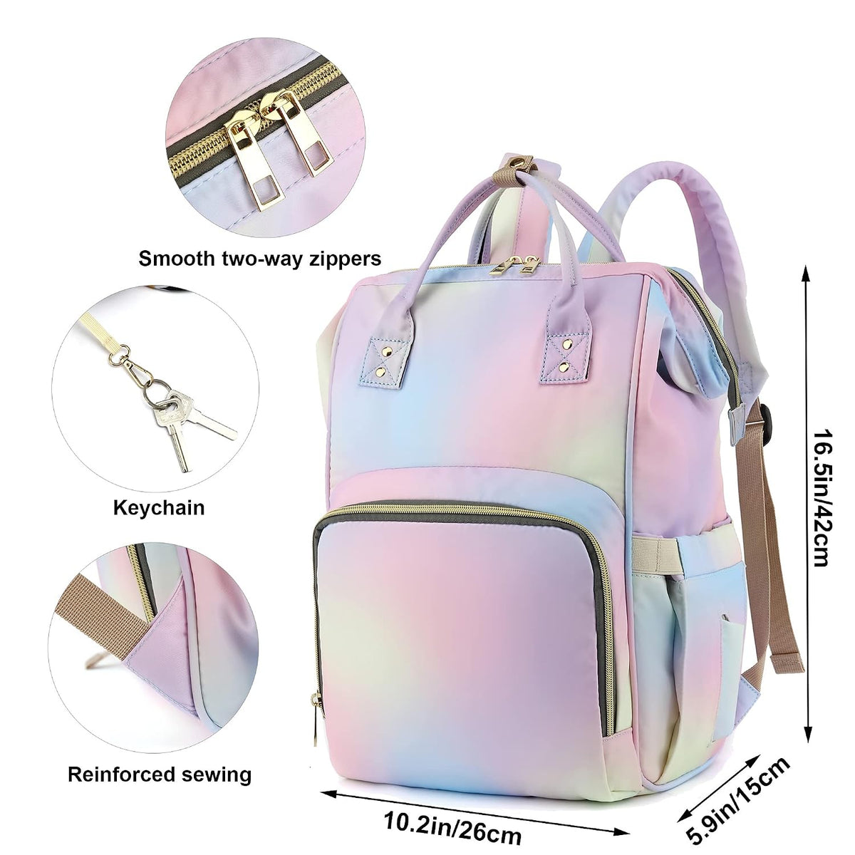Flamingo Diaper Bag Backpack for Baby Girls, Mom Waterproof Large Nappy Bags for Women (Green)