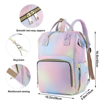 Flamingo Diaper Bag Backpack for Baby Girls, Mom Waterproof Large Nappy Bags for Women (Green)