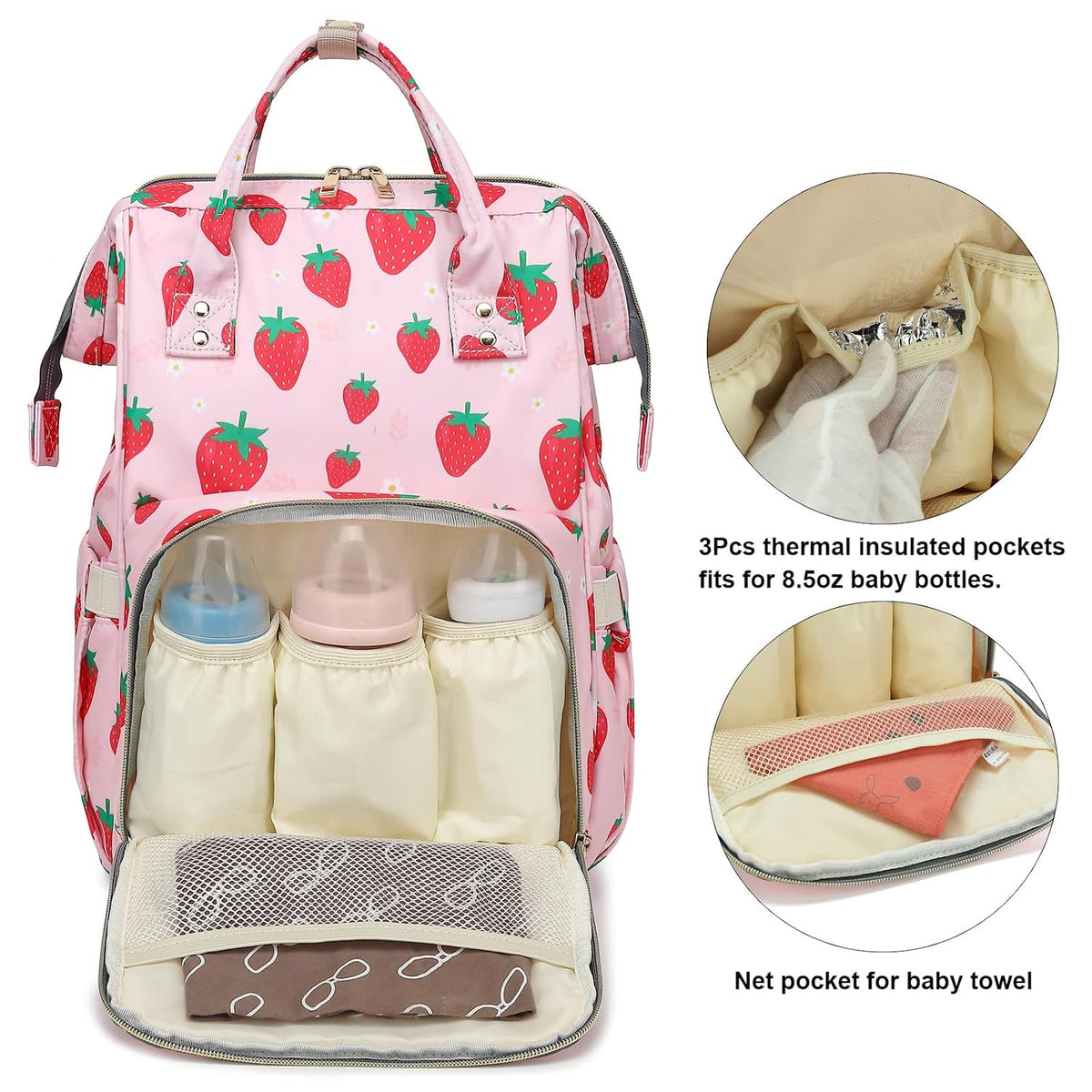 Flamingo Diaper Bag Backpack for Baby Girls, Mom Waterproof Large Nappy Bags for Women (Green)