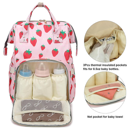 Flamingo Diaper Bag Backpack for Baby Girls, Mom Waterproof Large Nappy Bags for Women (Green)