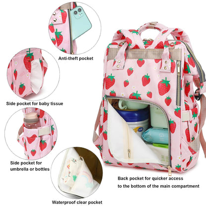 Flamingo Diaper Bag Backpack for Baby Girls, Mom Waterproof Large Nappy Bags for Women (Green)